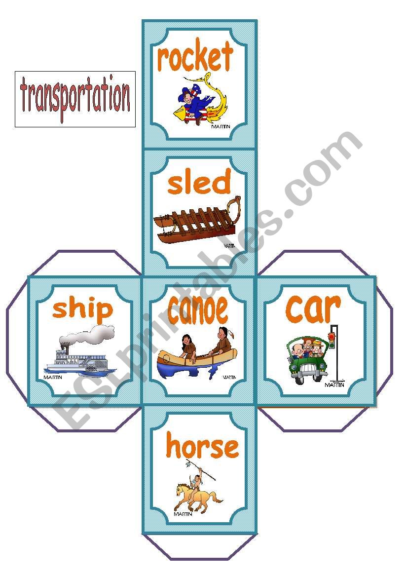 transportation dice worksheet