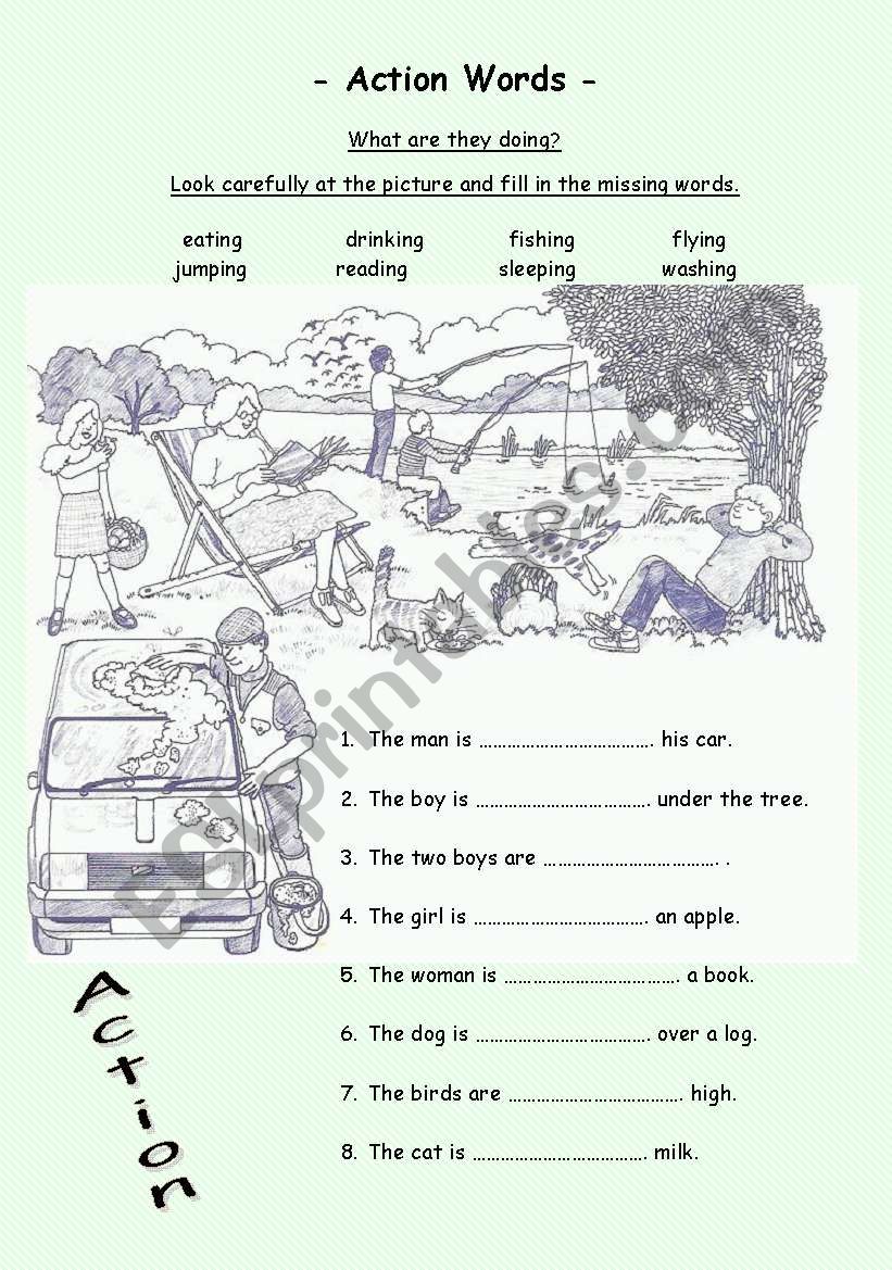 Action Words ending -ing worksheet