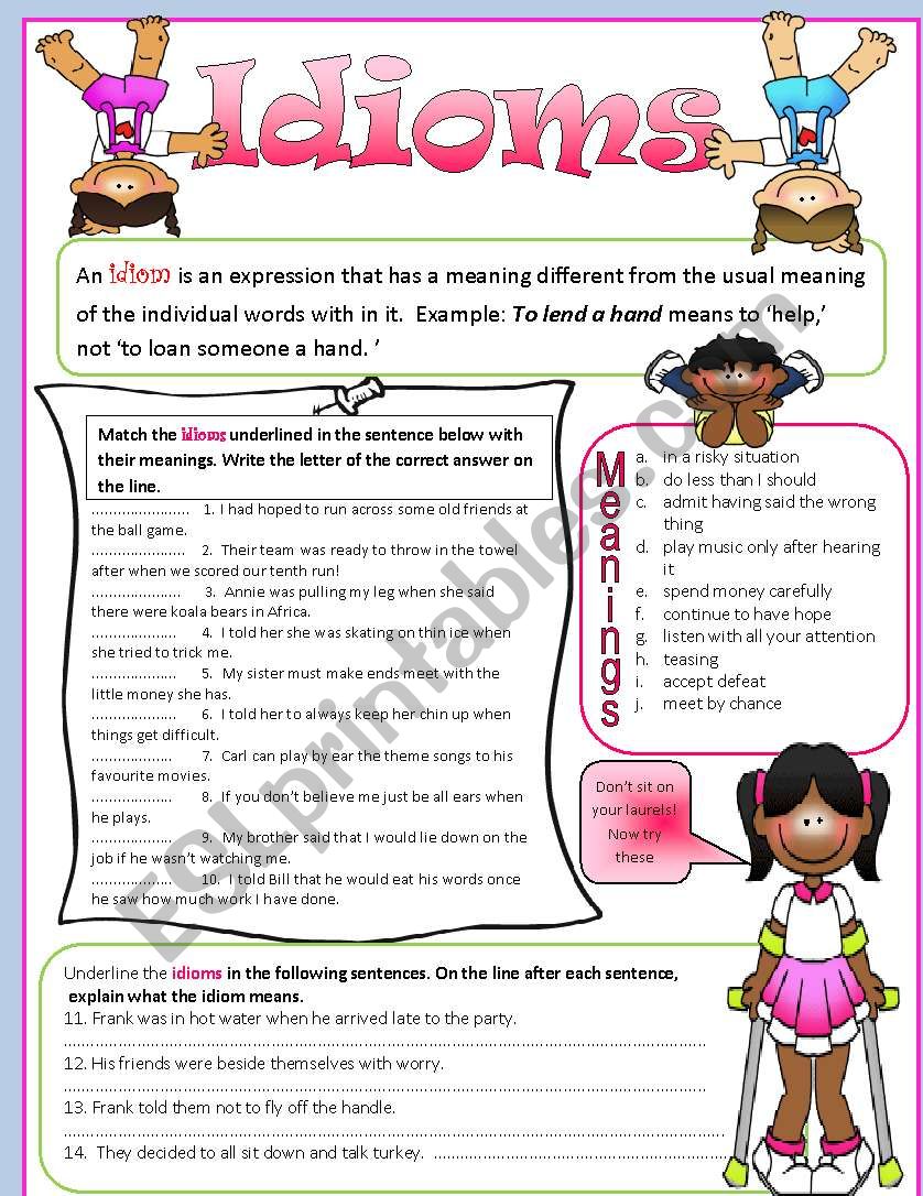 Idioms worksheet