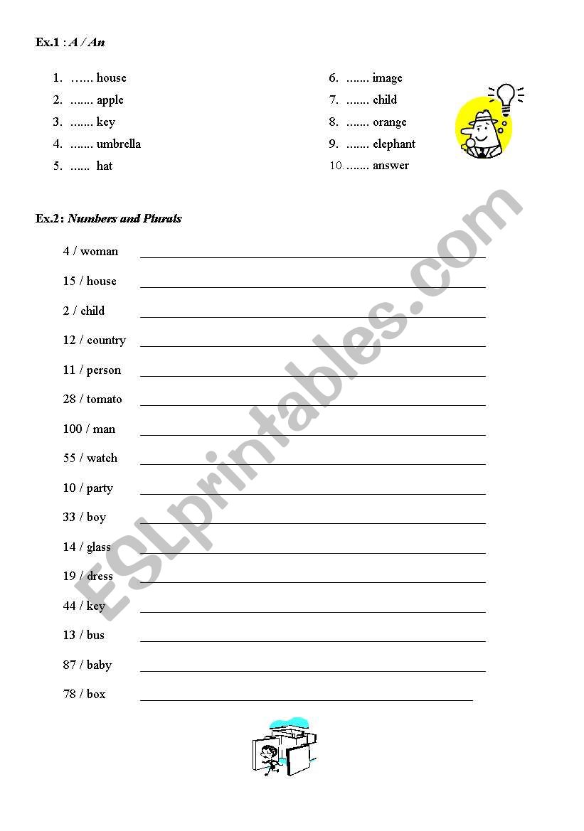 A/An - Numbers - Plurals - ELEMENTARY