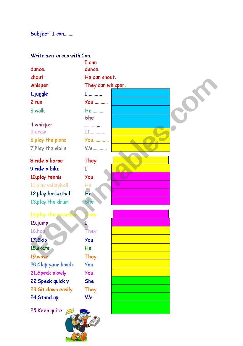 can can not worksheet