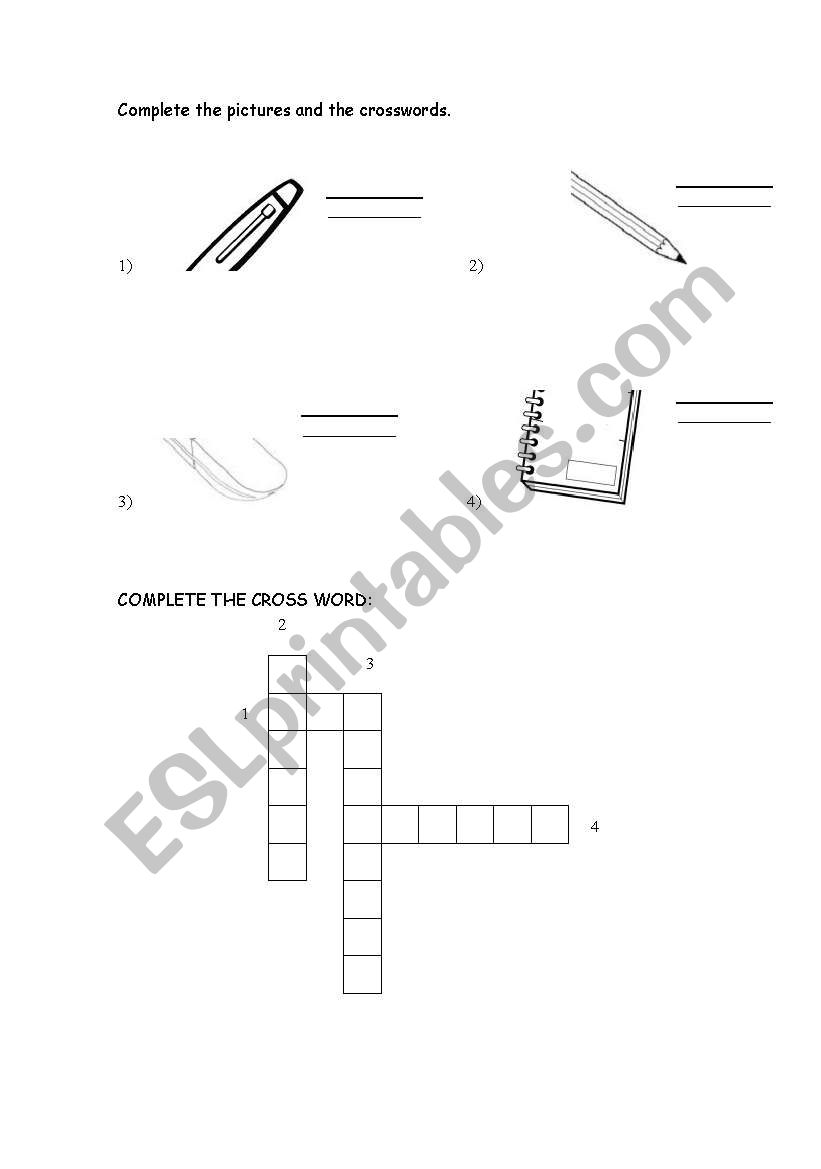 school objects worksheet