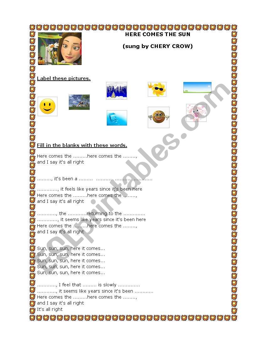 Here comes the sun worksheet