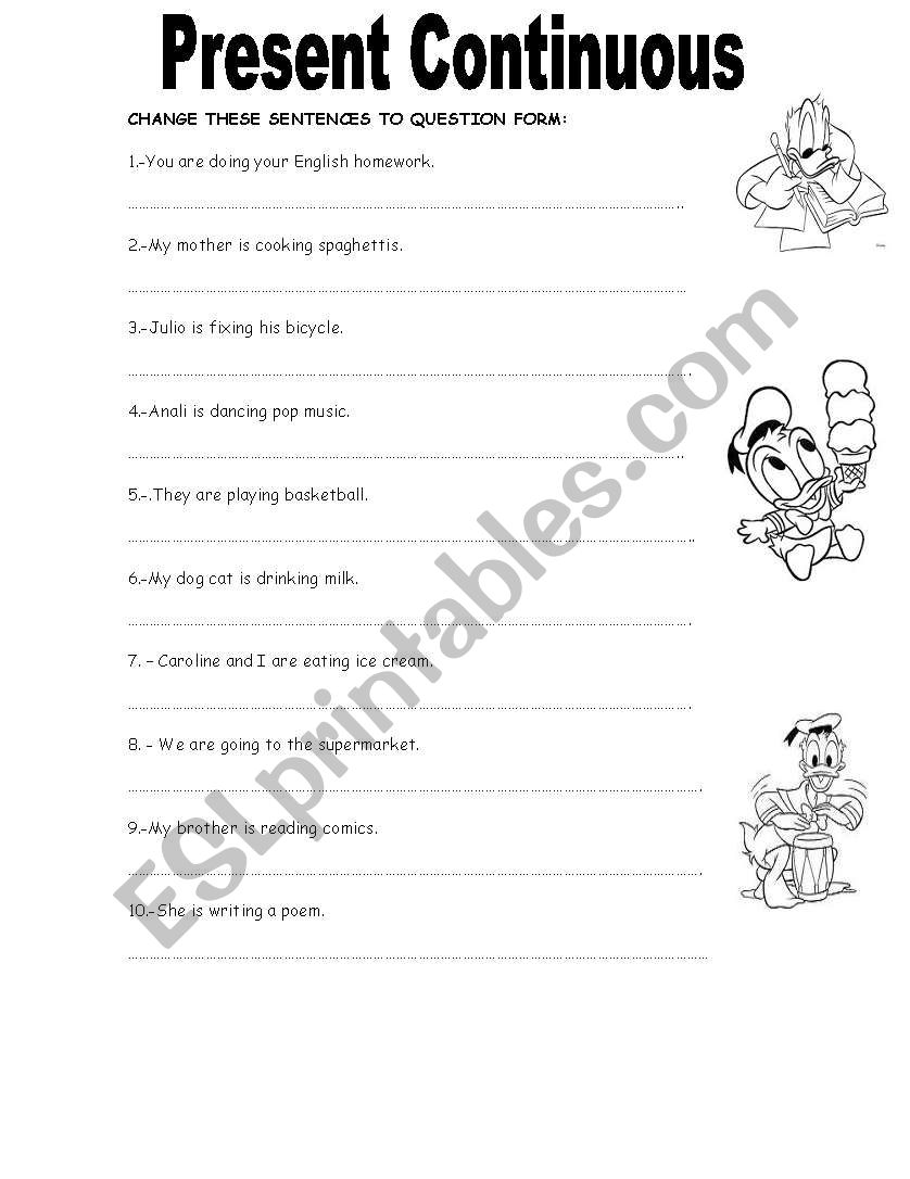 Present continuous-question form