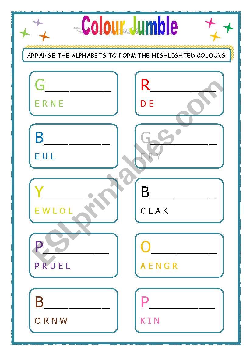 cOLOUR JUMBLE worksheet