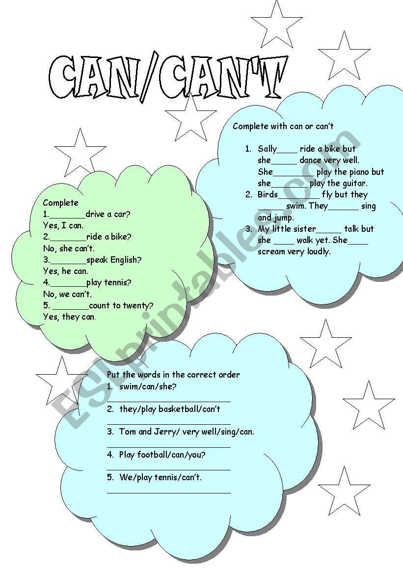 can/cant worksheet