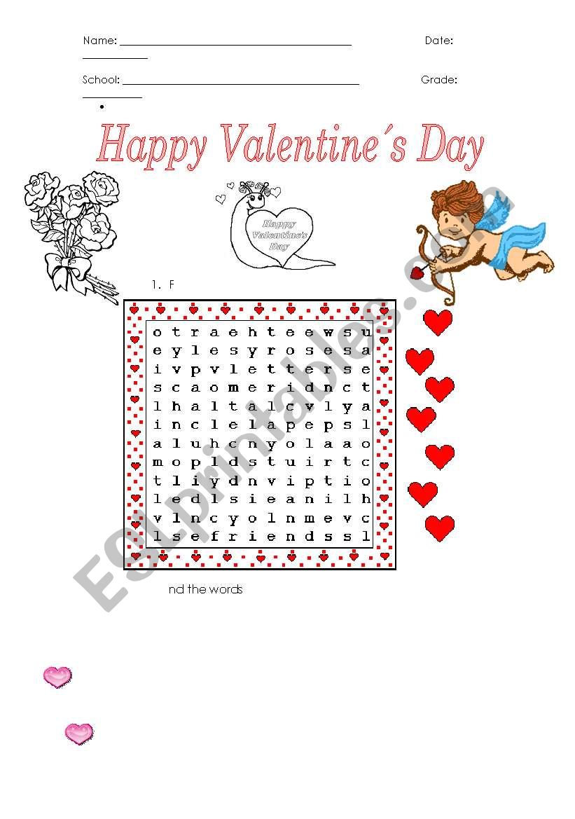 Valentines day worksheet