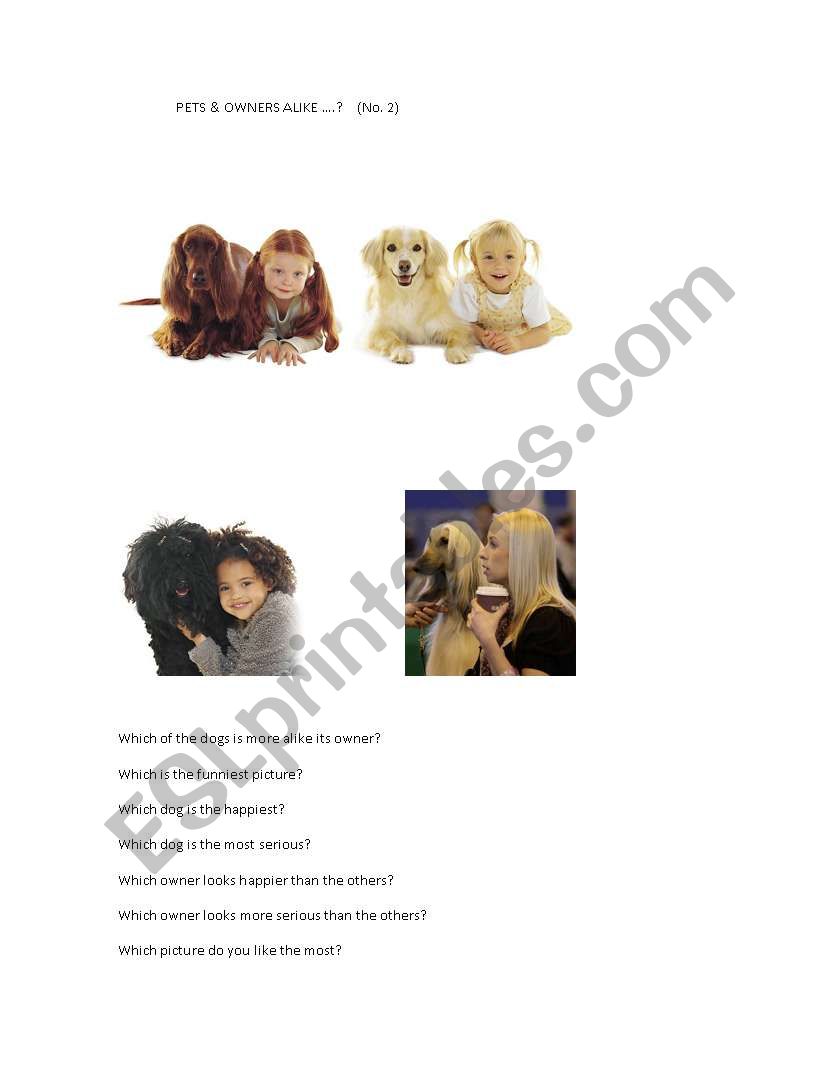 Pets and owners alike 2 worksheet