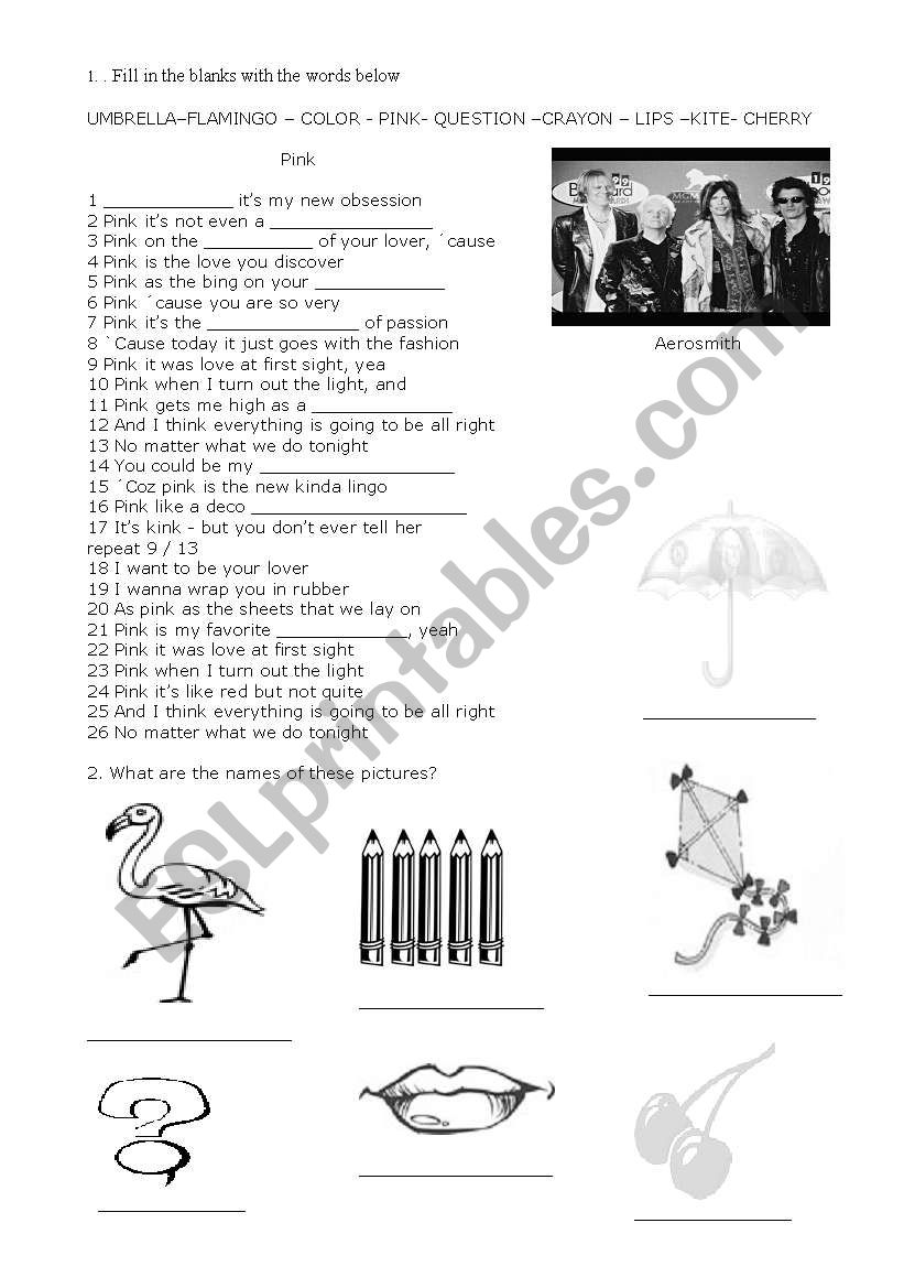 song worksheet