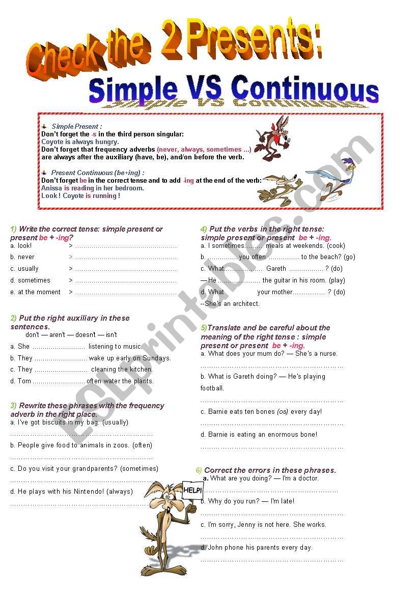 Present  Simple and Present Continuous Lesson and Exercises !