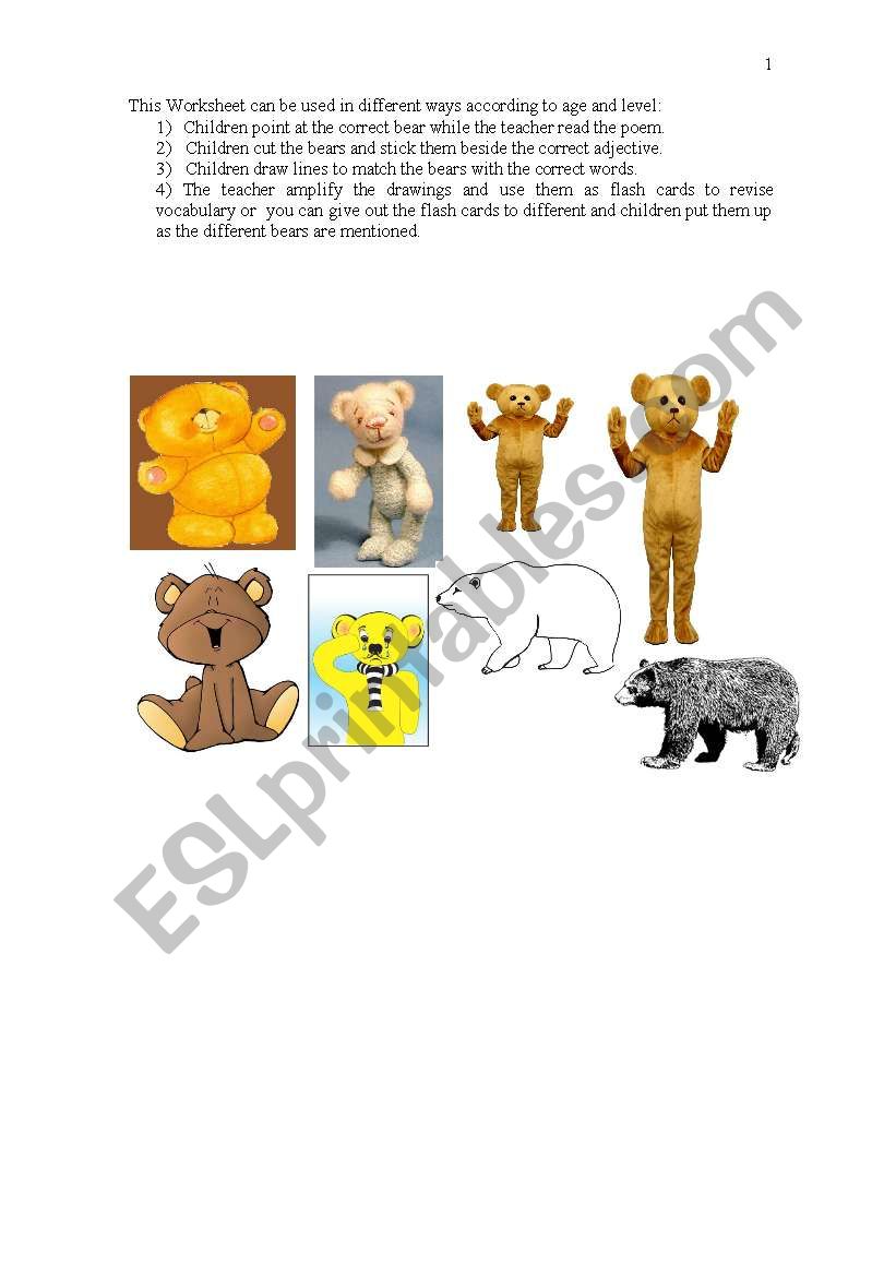 I LOVE BEARS worksheet