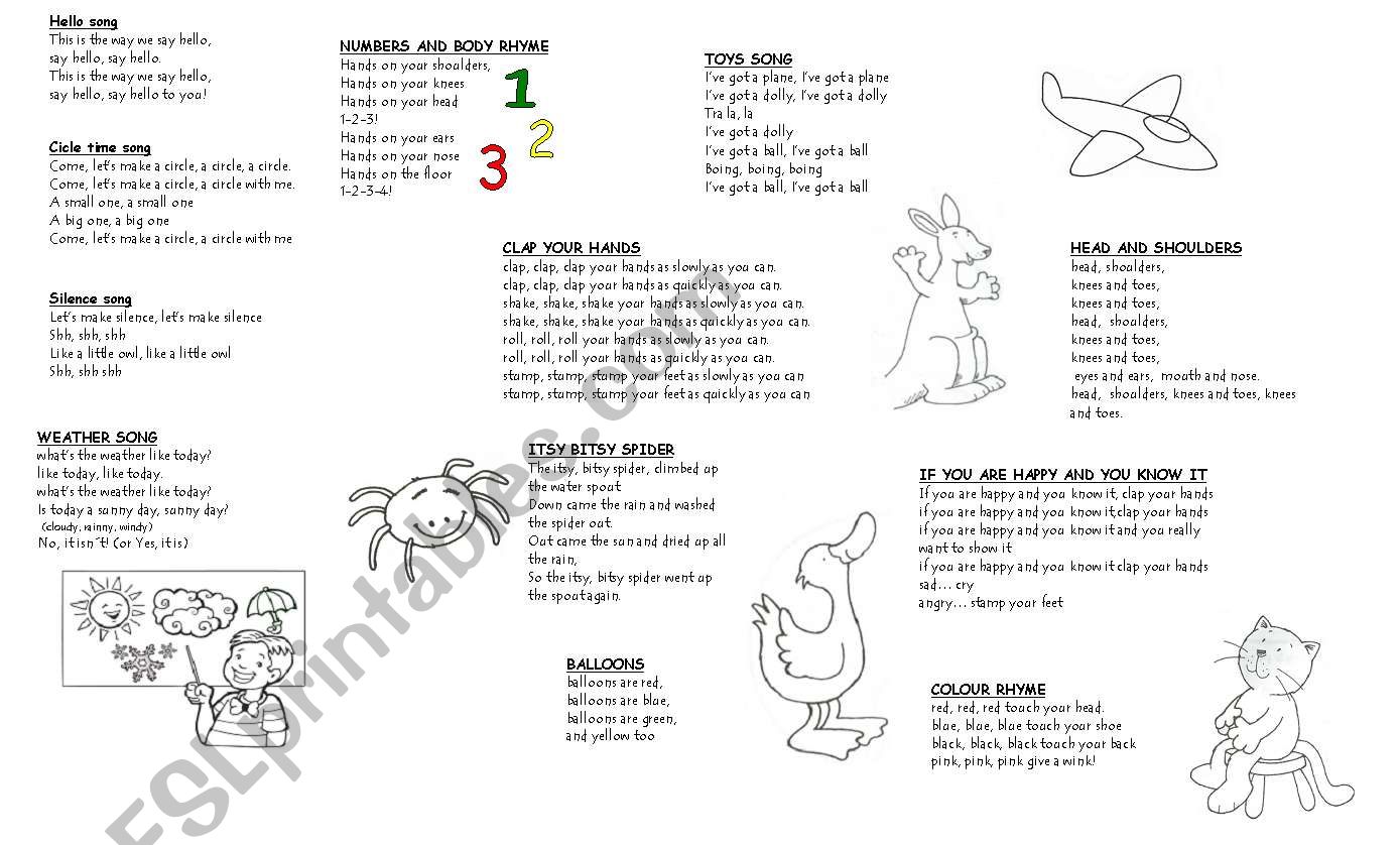 Songbook worksheet