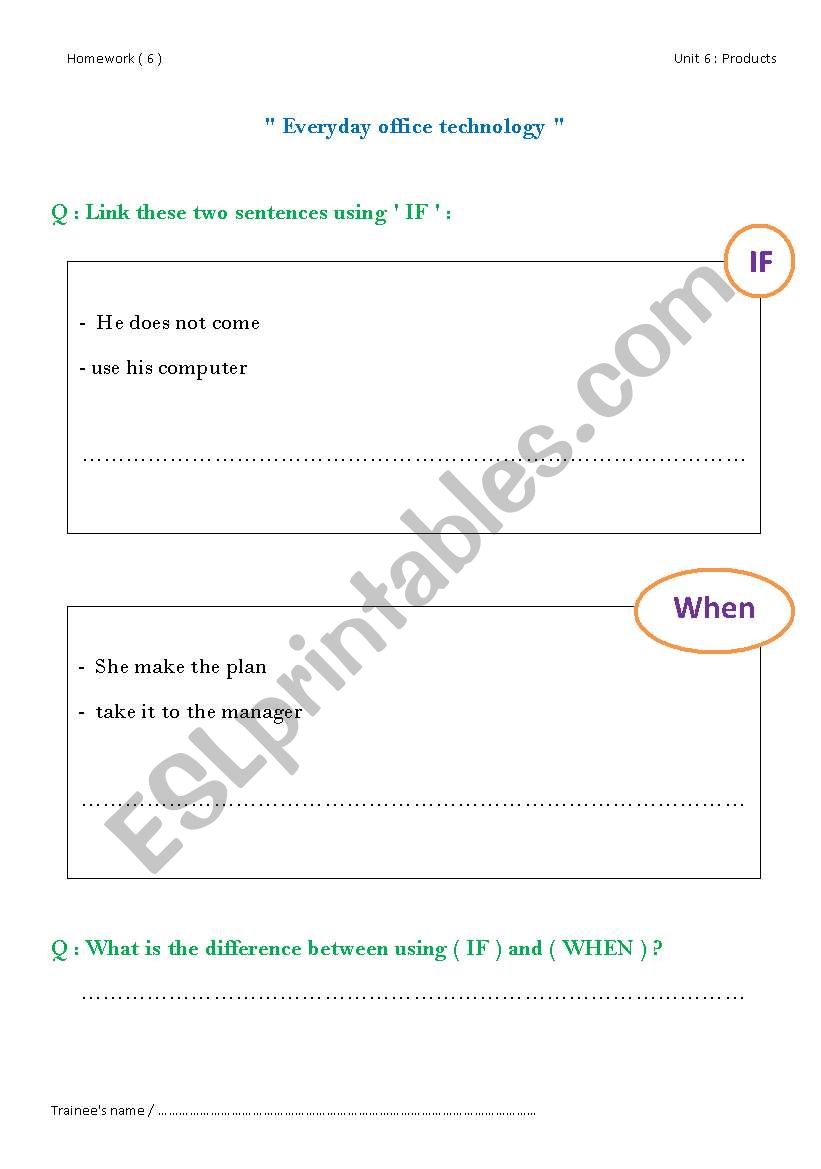 English worksheets if when