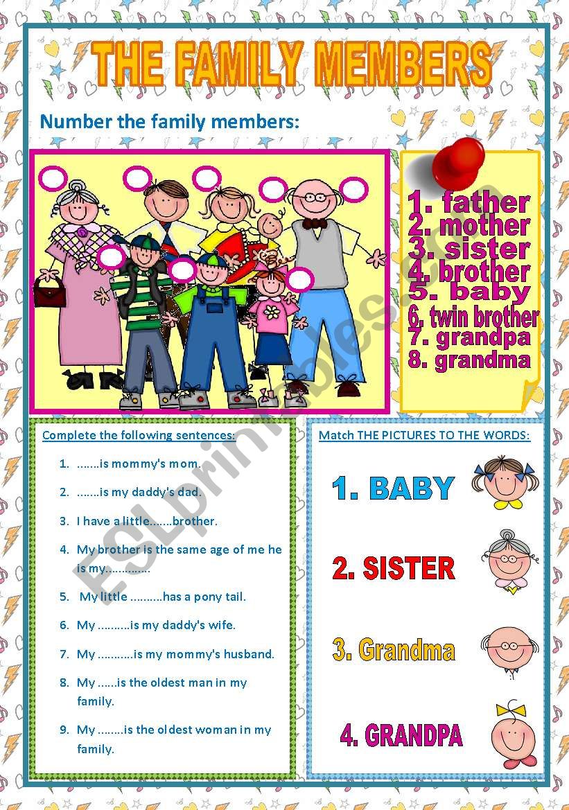 THE FAMILY MEMBERS worksheet