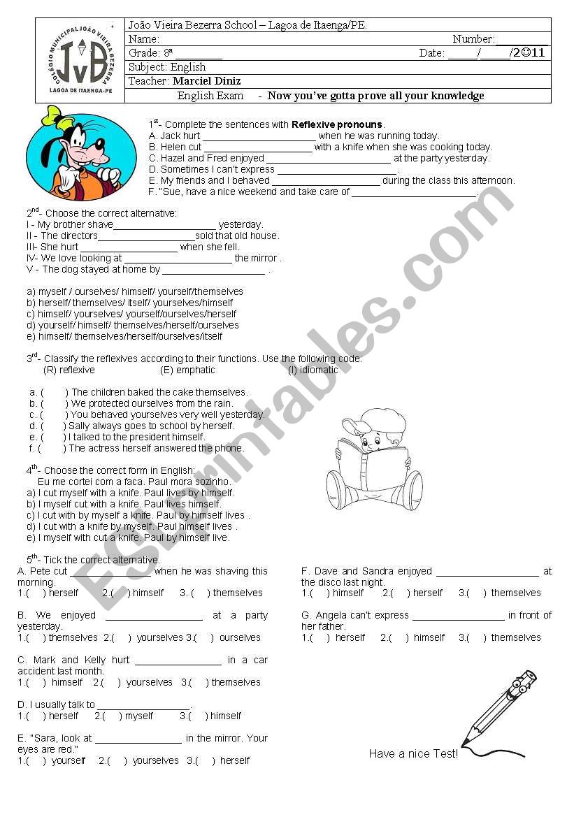 Reflexive Pronouns worksheet