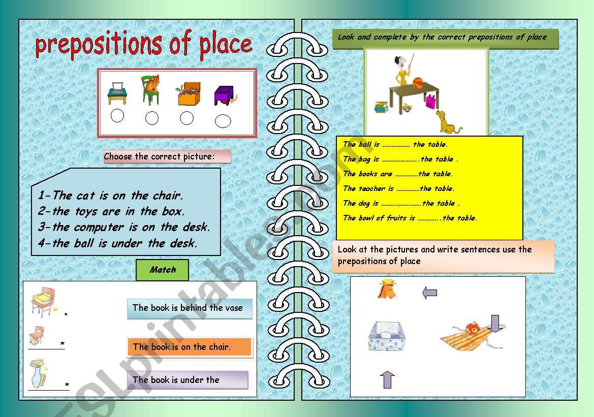 prepositions of place worksheet