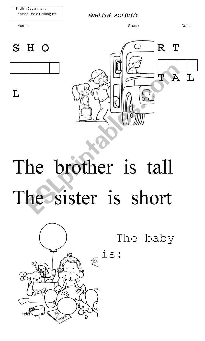 Family and Adjectives worksheet