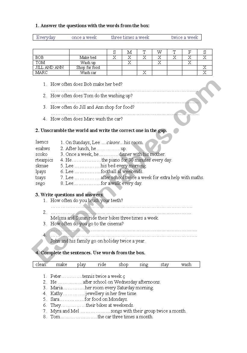 How often? worksheet