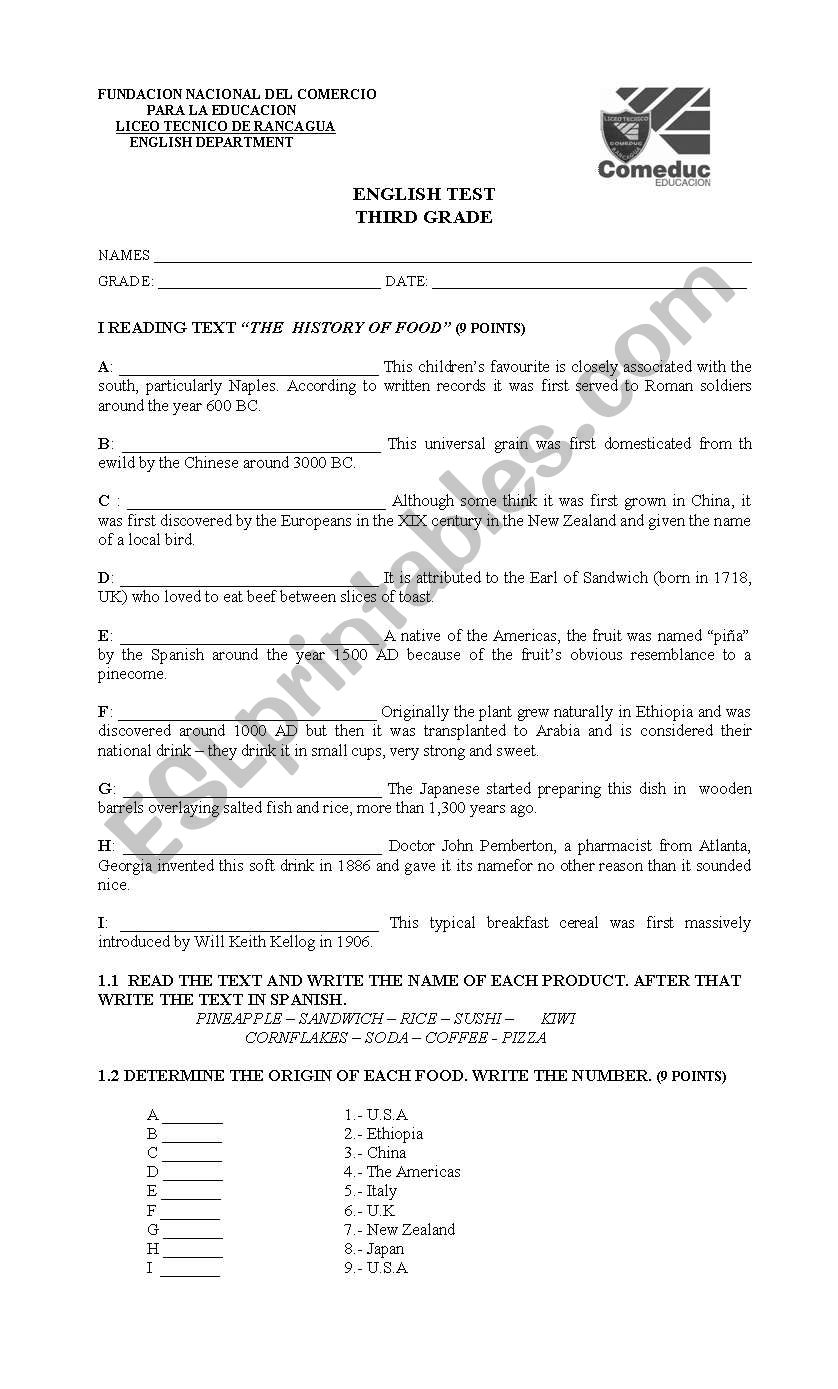 Grammar and Reading Worksheet worksheet