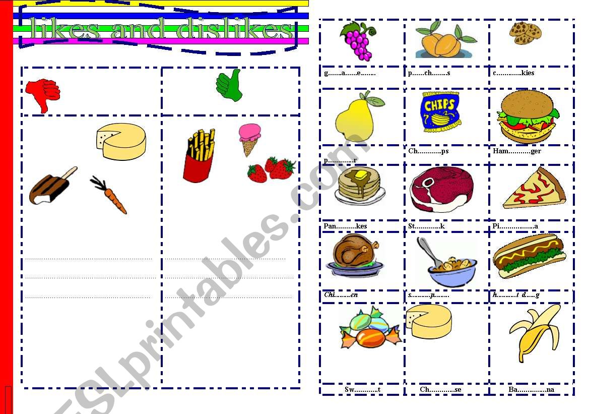 likes  and dislikes worksheet