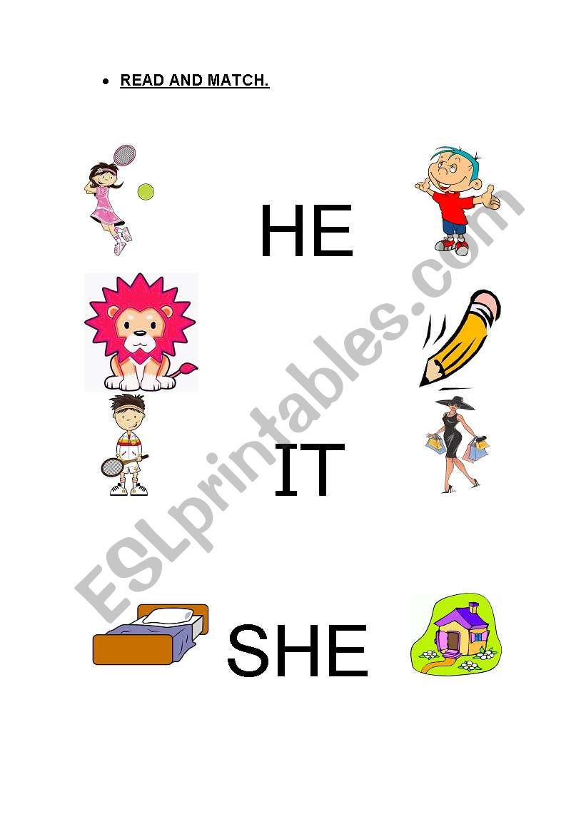 HE, SHE, IT worksheet