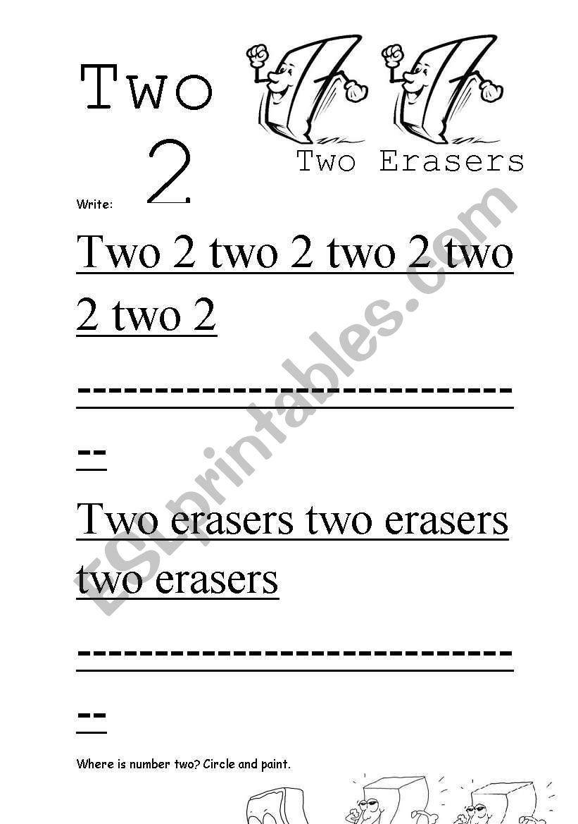 Numbers and school objects worksheet