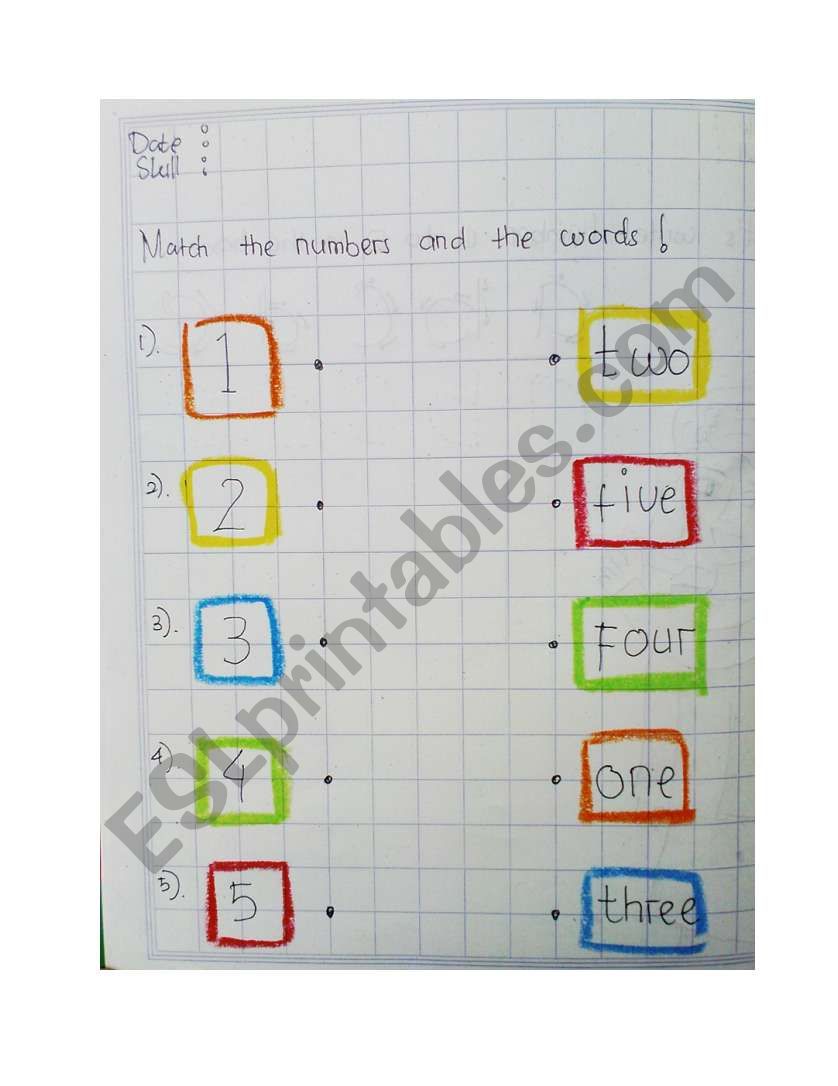 numbers worksheet