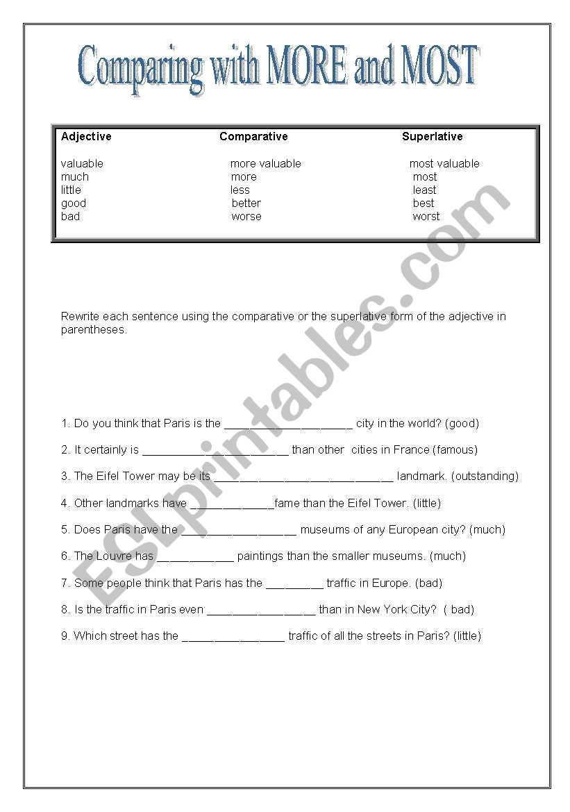 comparatives worksheet