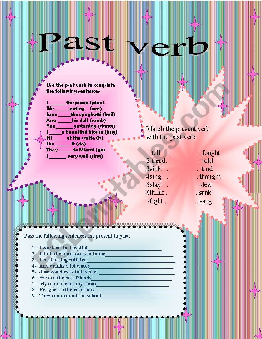 past verb worksheet