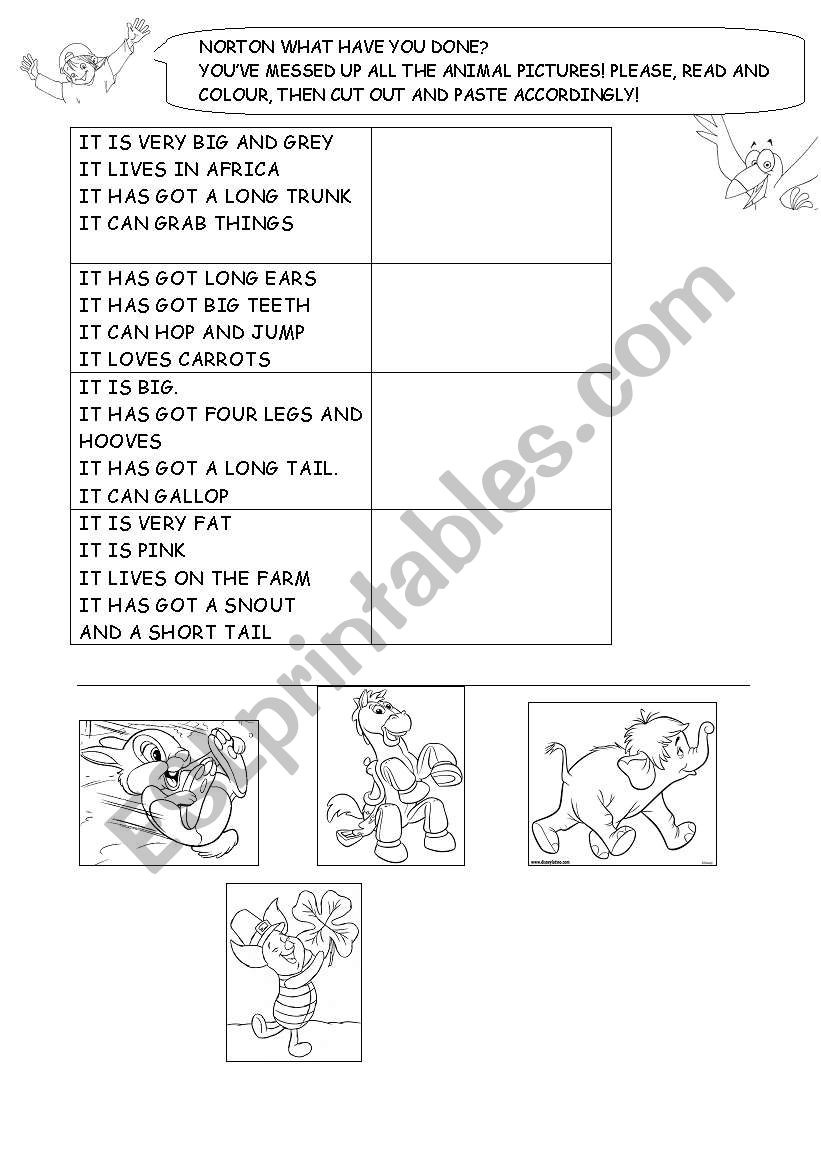 read cut out and match! worksheet