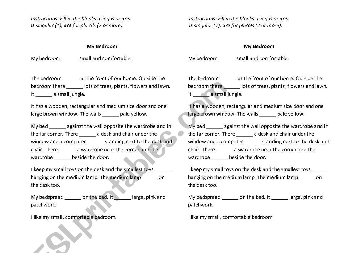 Description - Is/Are Activity worksheet