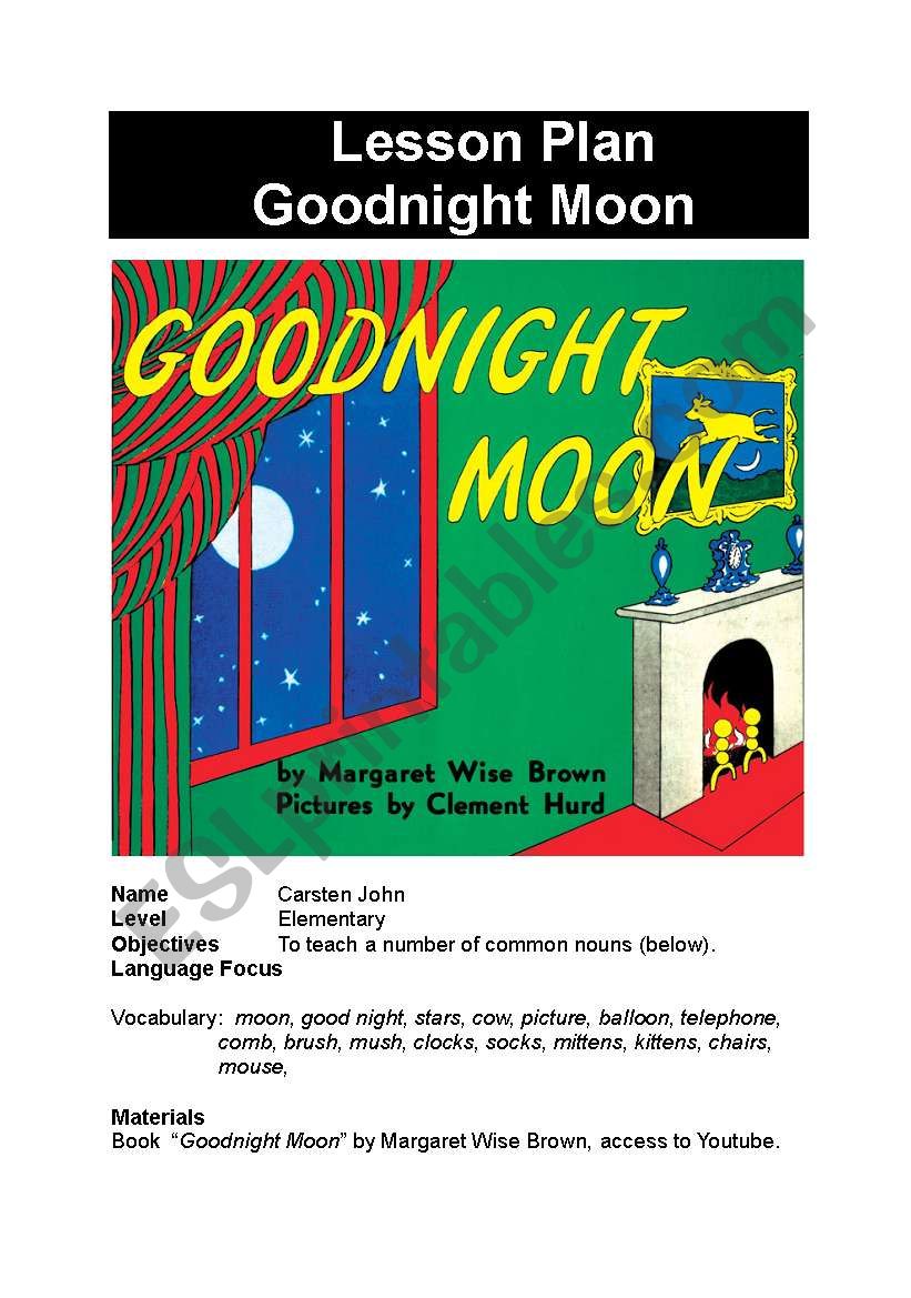 Goodnight Moon Lesson Plan worksheet