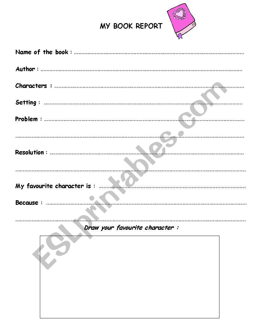 My Book Review worksheet