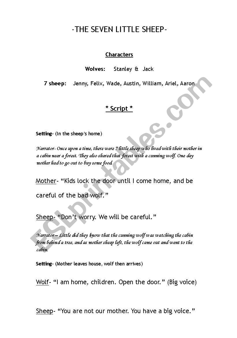 The Seven Little Sheep worksheet