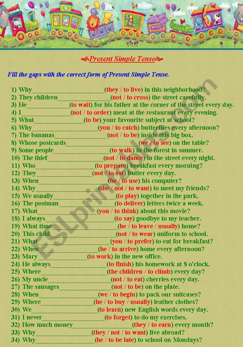 Present  Simple Tense. worksheet