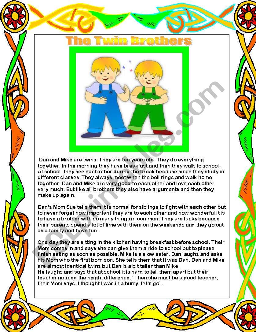 The Twin Brothers worksheet