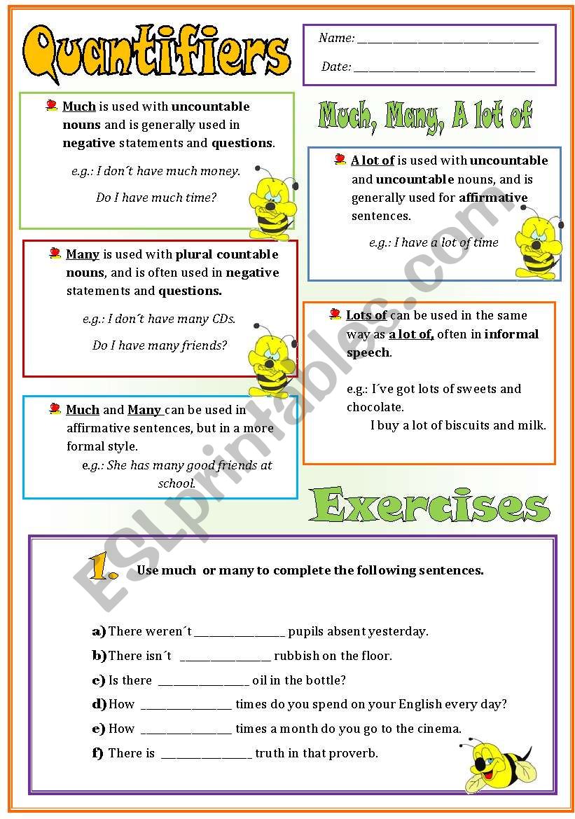 Quantifiers worksheet