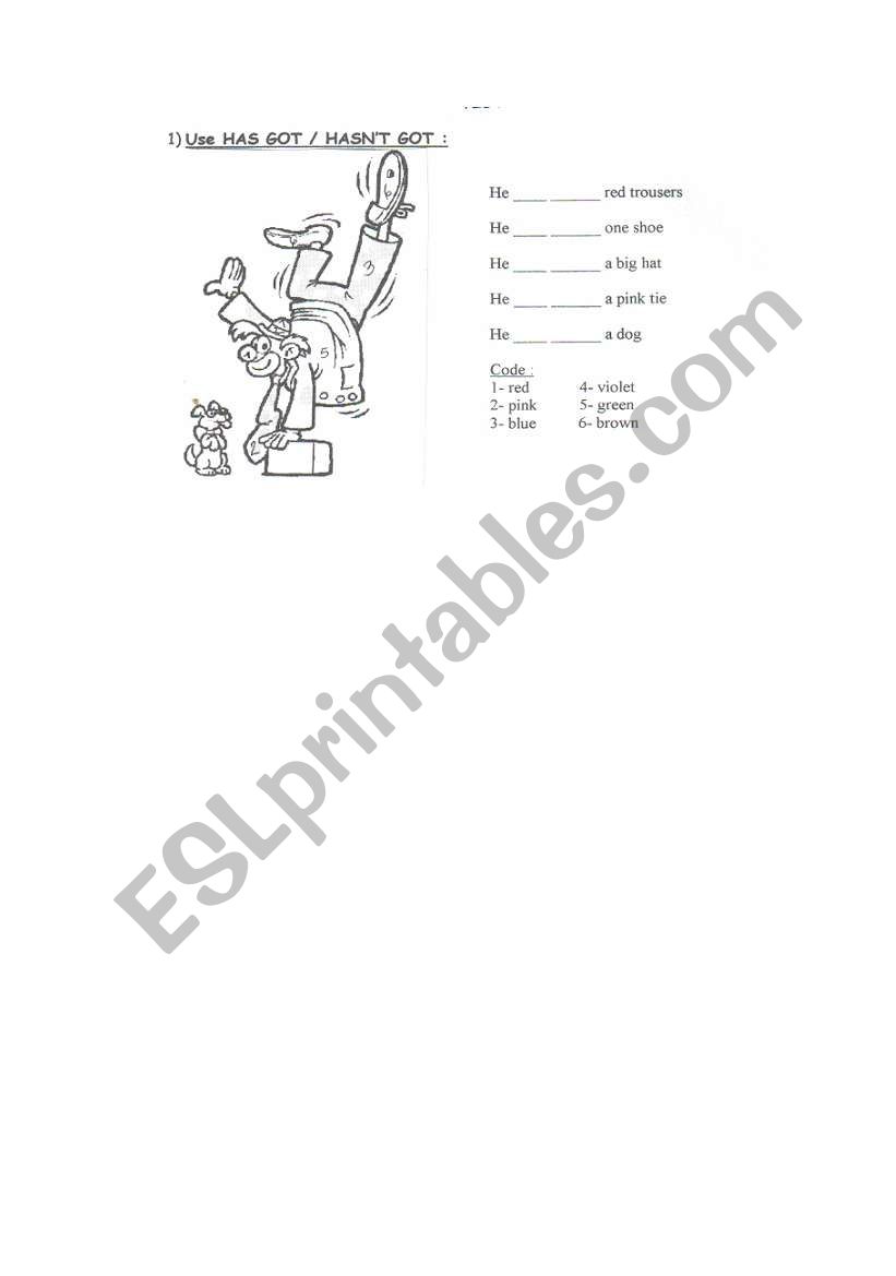 Has or Hasnt  worksheet