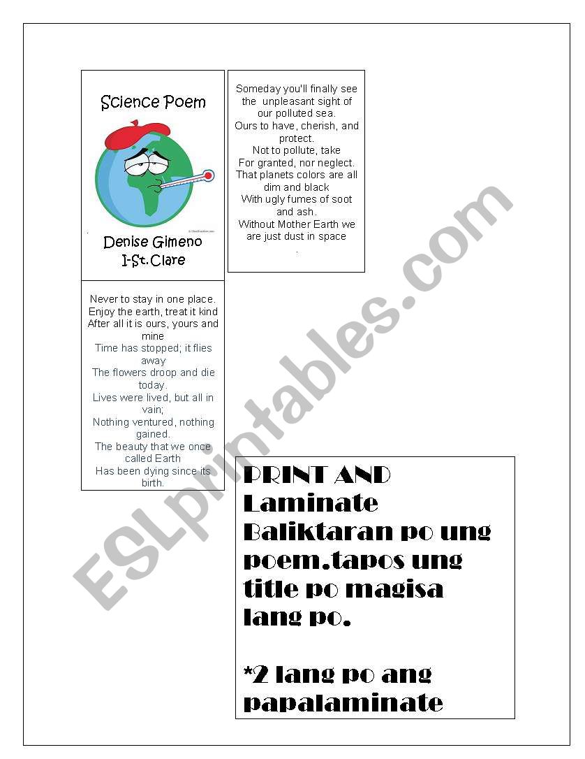 Science Global warming  worksheet