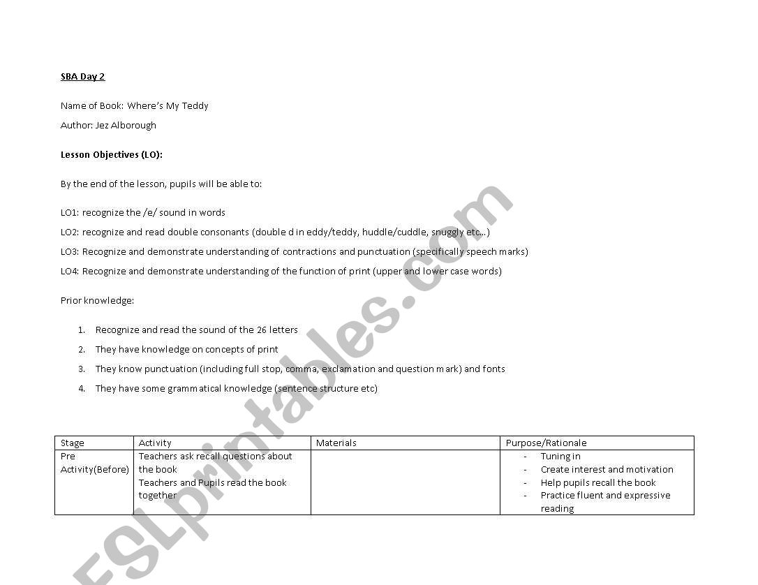 SBA Day 2 worksheet