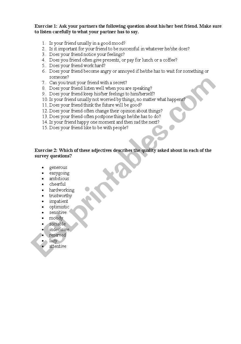 character worksheet