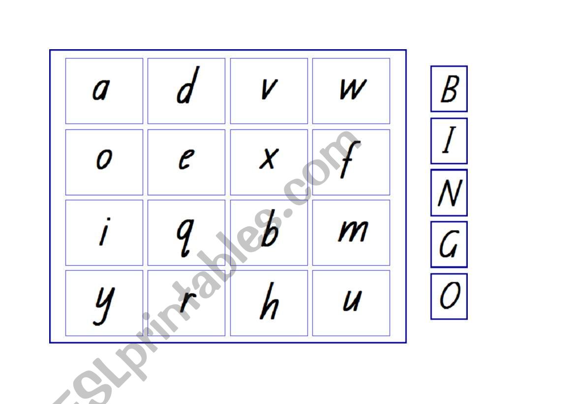 Alphabet Bingo for 20 players worksheet