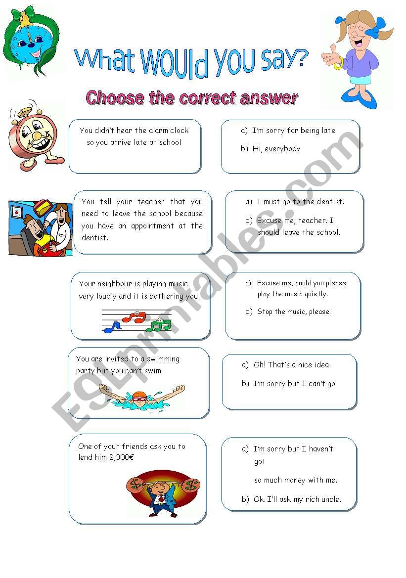 What would you say? worksheet