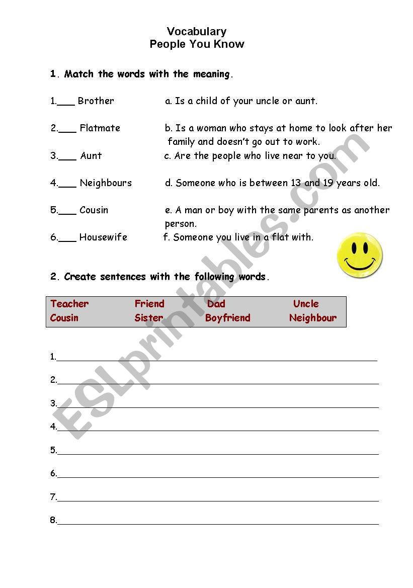 Describing People worksheet