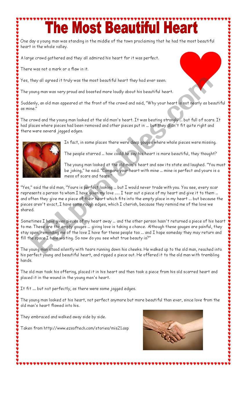 The Most Beautiful Heart worksheet