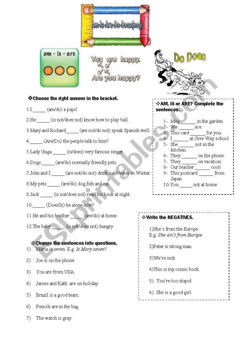 AM-IS-ARE-DO-DOES worksheet