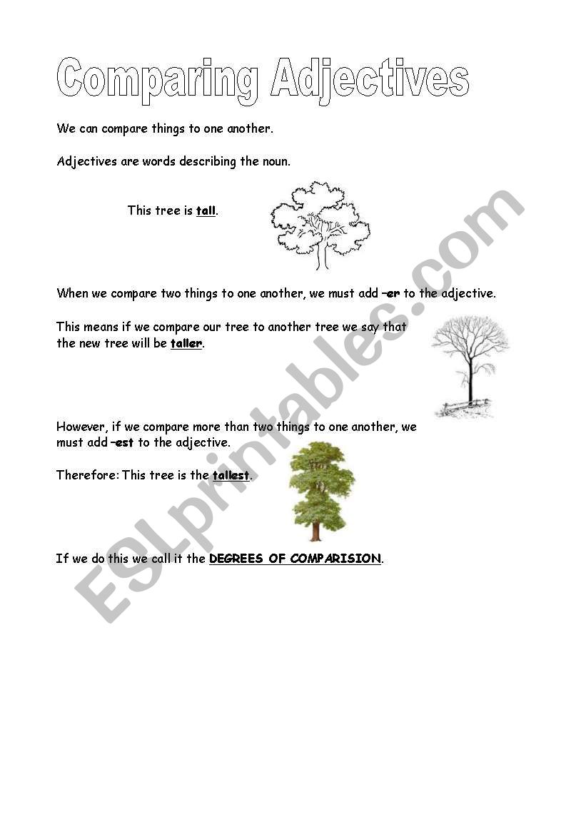 Degrees of comparison worksheet