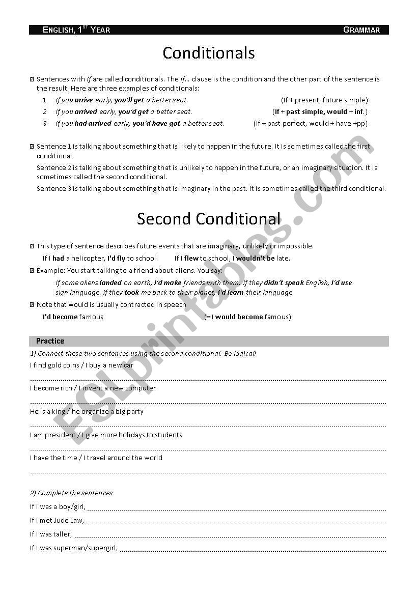 Conditionals worksheet