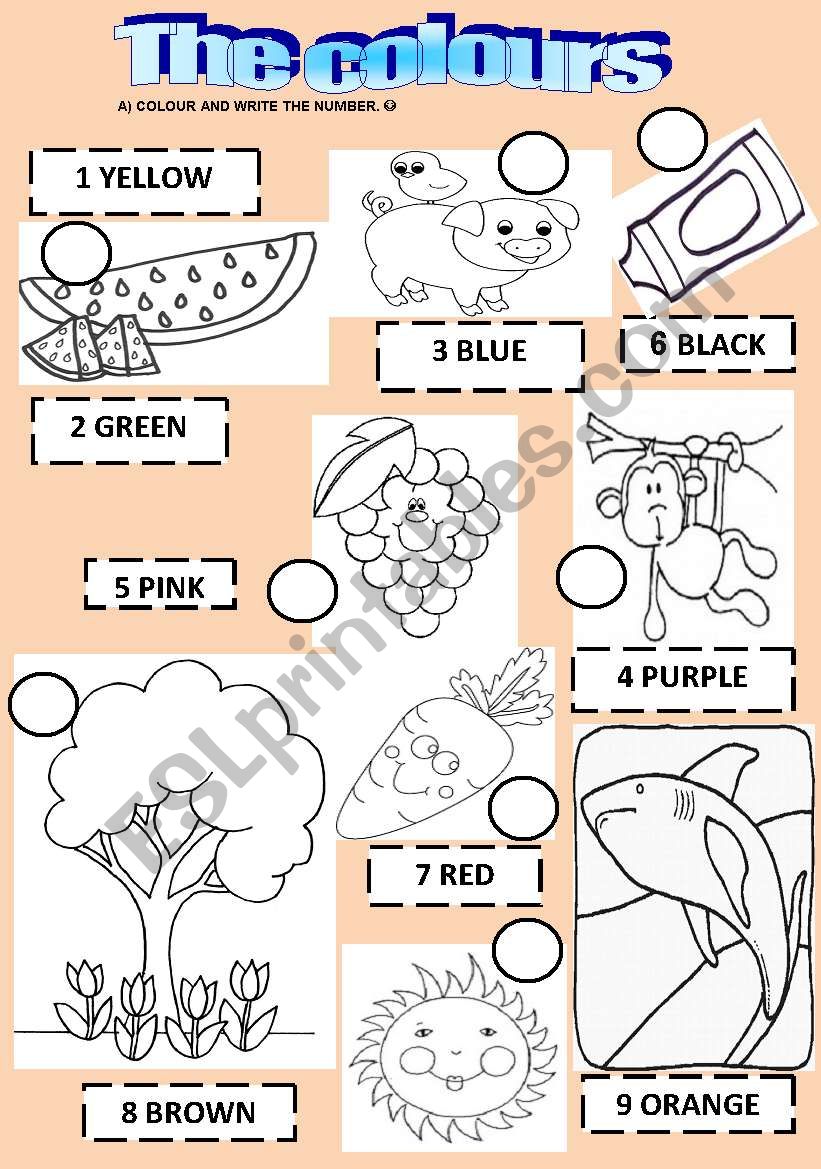 The colours worksheet