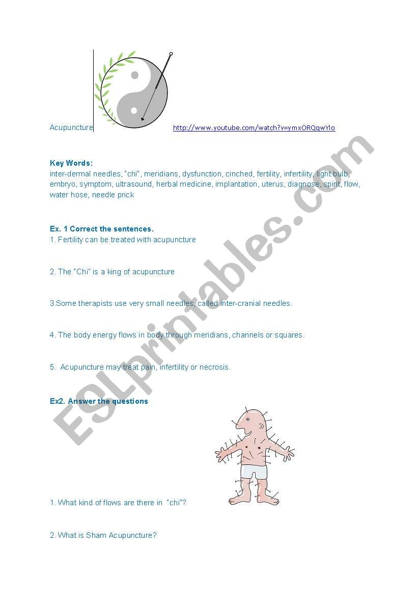 acupuncture worksheet